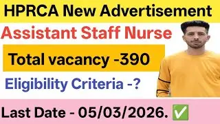 HP Assistant Staff Nurse Advertisement 2026 // Advertisement No 03/2026  // Eligibility criteria 