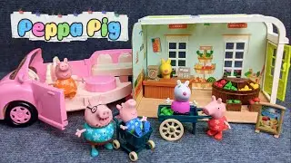 4 Minutes Satisfying with Unboxing Peppa Pig Pink Picnic Car Toy & Fruit Shop Toy | ASMR Videos