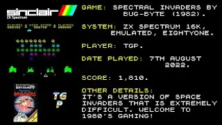 Spectral Invaders - Bug-Byte - ZX Spectrum 16K - 1,810 points - Emulated.