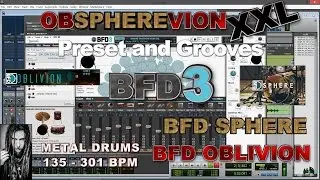BFD OBSPHEREVION XXL Preset and Grooves 135-301 BPM - BFD3 Metal Drums