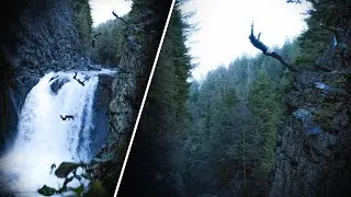 Winter Cliff Jumping BIG Waterfall // Slow Motion Cinematography