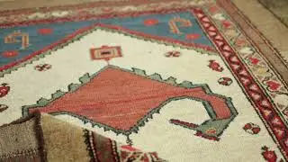 Antique Persian Serapi Rug, Beige with Red Geometric Medallion - Rug & Kilim -35816