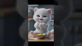 Cute Kitten make Strawberry Cake😍#catlover #cat #cute #funny #youtubeshorts
