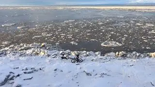 Riding the DengFu Winice E56 fat ebike along the sandy beach in Alaska