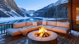Still Winter Lake Night ❄️🔥 Soft Jazz Piano & Campfire Sounds for Deep Rest