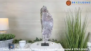 Model # 5743-0069 Polished Pink Amethyst Slice on a Stand by BrazilGems.com 🏷 FOR SALE🛍🛒Shop Now 