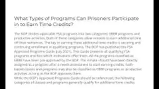 Earned time Credit  Federal Prison Consultants 1-888-5-Prison