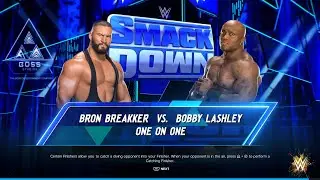 Bron Breakker vs The All-Mighty Bobby Lashley SmackDown March 8, 2024 WWE 2K24