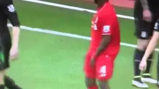 Phil Bardsley of Stoke City Ball Flicks on Kolo Toure - Liverpool FC vs Stoke City
