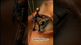 [Ai] &ldquo;A Tiny Man Cleaning a Giant Eye 👁️&rdquo; #aishorts #ViralShorts #TinyWorker #Satisfying