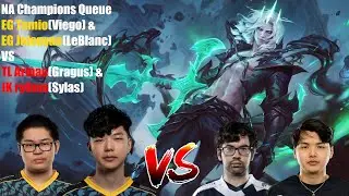 NA Champions Queue - EG Tomio(Viego) & EG Jojopyun(LeBlanc) VS TL Armao(Gragus) & JK ry0ma(Sylas)