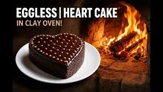 NO Oven/Microwave! 🔥🧱 Eggless Heart Chocolate Cake in a Wood Fired Clay Oven 🤯😋 | HALF BAKER
