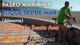 Roquetas de Mar. Paseo marítimo. Castillo de Santa Ana. Paseo en bicicleta. Almería.