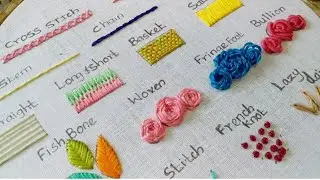 TYPES OF STITCHES|EMBROIDERY STITCHES|TUTORIAL|EMBROIDERY PATTERNS