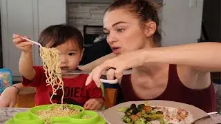 HOMEMADE TERIYAKI WITH RICE & NOODLES MUKBANG WITH MY BABY