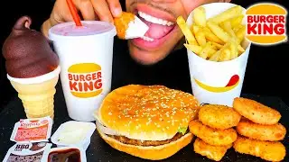 ASMR | BURGER KING CHICKEN NUGGETS CHOCOLATE DIPPED ICE CREAM  CONE VEGAN IMPOSSIBLE WHOPPER CRISPY