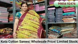 Kota Wholesale Cotton Sarees| Rs550 + Free Shipping| 99856 92476 | Limited Stock| Free Shipping|