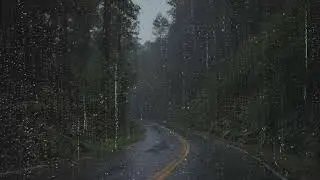 Peaceful Night Rain 🌙 Soft Rain Sounds on a Quiet Scenic Road