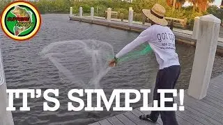 Easiest & Quickest Way To Throw A Cast Net WITHOUT Using Your Teeth!! (DON'T Over Complicate It!!!)
