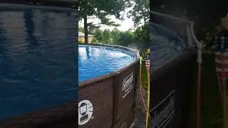 Homemade misting system on above ground pool!