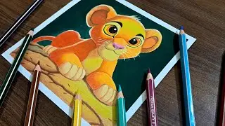 Drawing Simba from The Lion King with Colored Pencils | Art Time-lapse