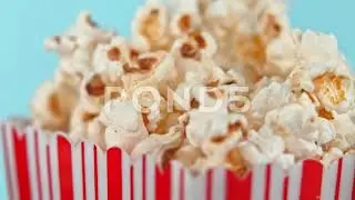 Falling popcorn in super slow motion. Shooted with high speed cinema camera at 1000fps 4K.