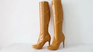 Sorbern Ginger Yellow Oil Knee High Boots Women Plus Size Eu48 Stilettos Cute Round Toe