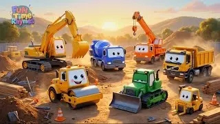 Construction Vehicles Song for Kids | Dump Truck, Excavator & More | Nursery Rhymes