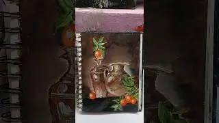 Oranges on utensils🍊#art#shots#shorts#youtube#painting#drawing#yt#diy#illustration#artist#artwork