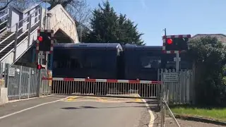 Electrostars at Cuxton level crossing, Kent, (Medway Line)