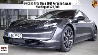 Base 2021 Porsche Taycan in Volcano Grey Starting at $79,900