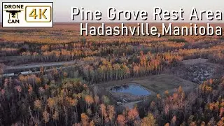 🌲 Aerial View of Pine Grove Rest Area in 4K! | Discover Manitoba&rsquo;s Scenic Stopover 🚁