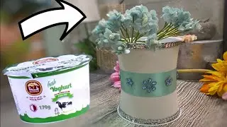 Out of waste idea/yogurt container vase