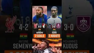 🇬🇭 Antoine Semenyo against Liverpool - 𝟐 𝐆𝐨𝐚𝐥𝐬.🇬🇭 Mohammed Kudus against Burnley - 𝟐 𝐀𝐬𝐬𝐢𝐬𝐭𝐬,,,