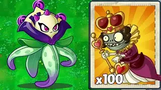 PvZ 2 100 Plant Vs 100 Zombie - Orchid Mage & All Plants Level 1 Vs Red Queen Imp Zombie