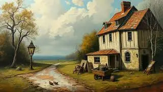 Rustic Countryside House Wallpaper | Cozy Vintage Painting Background 1 Hour