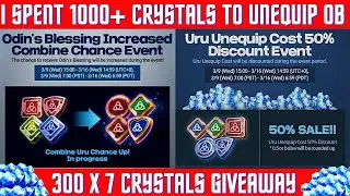 2100 Crystals Giveaway | I Spent 1000+ Crystals Removing Blessings | Odin Blessing Combine Chance Up