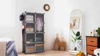 Plastic Wardrobe - DIY 6 Cube Almirah with Door, Side Hanger, Door Magnet & Hamer