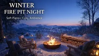 Winter Fire Pit Night ❄️🔥 | Cozy Outdoor Ambience with Soft Piano