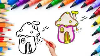 How To Draw cute house Drawing, Painting & Coloring For Kids and Toddlers_ Child Art 🐋🌈🎨