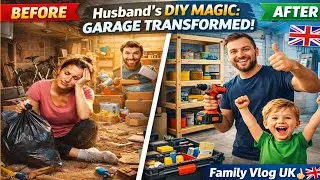Garage Cleaning & DIY Wooden Shelf by Husband | Family Vlog | UK Vlog🇬🇧👇