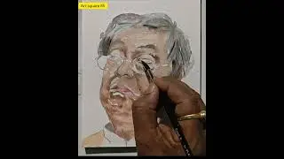 Drawing of an Old man with watercolor 