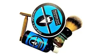 Alpha Stubble Meets Steel DE Safety Razor. Master Soap Creations Black Tie Soap & Splash. Yaqi Brush