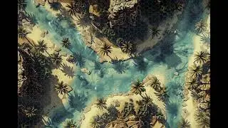 DnD compatible animated map _ Tropical Island Paradise _ hex grid _ ambience for VTT