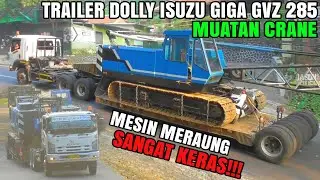 Jarang Jarang Trailer Dolly Muatan Crane Ditarik Head Trailer Isuzu Giga, Fuso Hino Mercy Ditanjakan