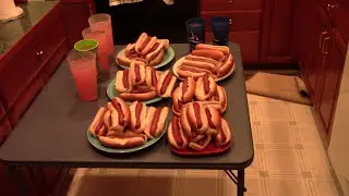 38 Hot Dogs and Buns in One Sitting.  Nathan's Hot Dogs Training Video..