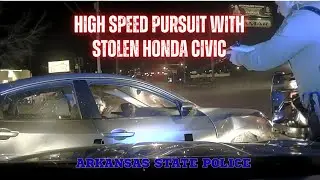 HIGH SPEED PURSUIT W/ STOLEN HONDA CIVIC - Arkansas State Police respond to assist with PIT MANEUVER