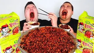 BLACK BEAN FIRE NOODLES &bull; Mukbang & Recipe