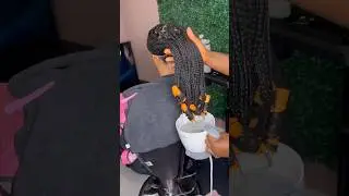 dipping process / knotless box braids with the curly ends, @Tonlo451 #knotlessbraids #curls #boho