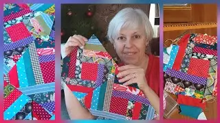 Как сшить квадратный блок флюгер из полосочек ткани, лоскутное шитье